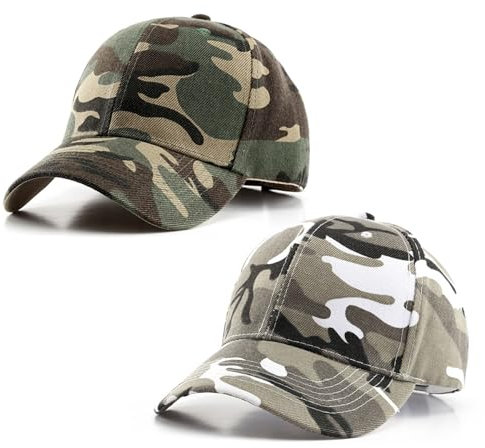 FUIPVGI 2 Stücke Baseballkappen, Klassische Premium Army Cap, Militär-Camouflage-Kappen, Vintage Basecap Kappe, Military Style Armee Hut, Schirmmützen, Maler Seeleute Chapeau Unisex (Grün, Grau)