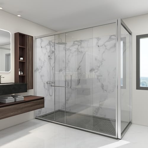 [neu.haus] Decorativo Conjunto de 4 Paneles de Pared Bladel Revestimiento de Paredes para Ducha Baño Cocina Salón Resistente a la Humedad de PVC Grosor 3 mm 120x60cm - White Marble