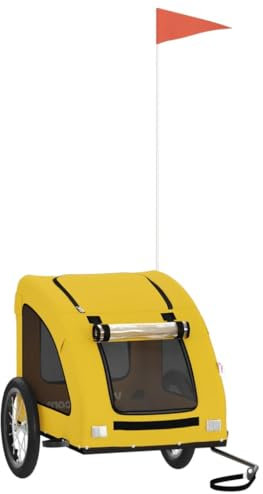 vidaXL Fahrradanhänger für Hunde, Hundeanhänger für Fahrrad, Anhänger für Katzen Haustiere, Hundefahrradanhänger Haustieranhänger, Gelb Oxford-Gewebe Eisen