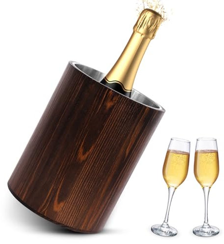 Raffreddatore di ghiaccio in acciaio inox spazzolato a doppia parete per bottiglia di vino e champagne