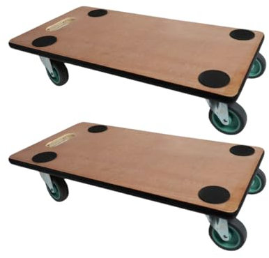 Profi Chariot à roulettes avec 4 roulettes | HxLxP 11,5x30x60 cm | Capacité de Charge 200kg | Panneau de contreplaqué | Marron | 2 pièces