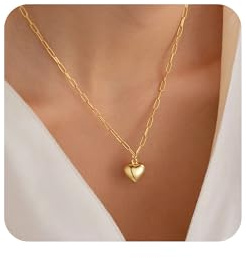TINGN hjärta kedja damer guld 14K guld guldpläterat hjärta hänge kedja damer halsband hjärtkedja flicka smycke personlig födelsedag present för kvinnor flickvän tonåring flickor mamma