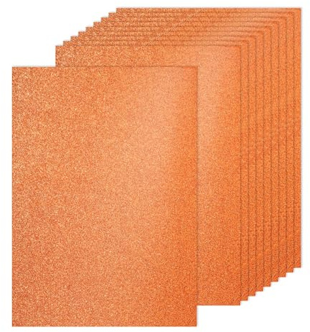 PATIKIL 60 ark orange glitterkartong, 21 x 29,7 cm A4 glitterpapper, kartong, glänsande klippbok, 250 g/m² glitterpapper, stort skimmer för pyssel, klippbok, gör-det-själv konst, bröllop, fest