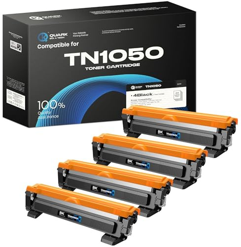 Quark für TN1050 Toner Kompatibel für Brother TN-1050 Tonerkartusche für DCP-1612W DCP-1510 MFC-1910 HL-1110 HL-1210W HL-1212W DCP-1512 DCP-1610 MFC-1810 Drucker (4 Pack, Schwarz)