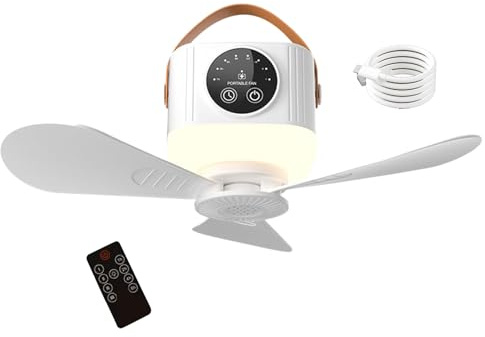 Camping Ceiling Fan - 3600mAh Portable Hanging Ventilation Device, Low Profile Ceiling Fans | Tent Ceiling Fan with Light, 4 Speeds Brightness Usb Rechargeable Camping Fans for Tent Car Picnics Travel
