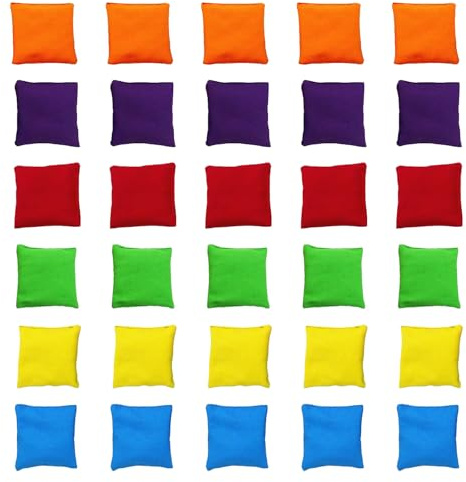 Professional Cornhole Bean Bags Set, 30 Pcs 2.75x2.75 Inch Toss Game Bags with 6 Colors for Outdoor Lawn Games, Tailgating, Carnival, and Team Building Parties
