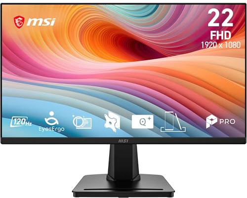 msi PRO MP225A E12VL Monitor PC 22 FHD, 1920x1080 VA, 144 Hz, 1 ms, Adaptive-Sync, Eye Care, HDMI 1.4b, Inclinabile, VESA Mount, Nero