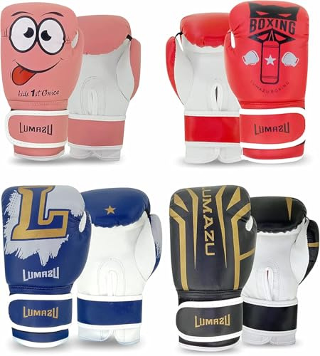 Boxing Gloves for Kids 6oz Training Punching Sparring Bag Fight Gloves Punch Bag Mitts Muay Thai Kickboxing MMA Martial Arts Workout Juniors Girls and Boys (Blue)