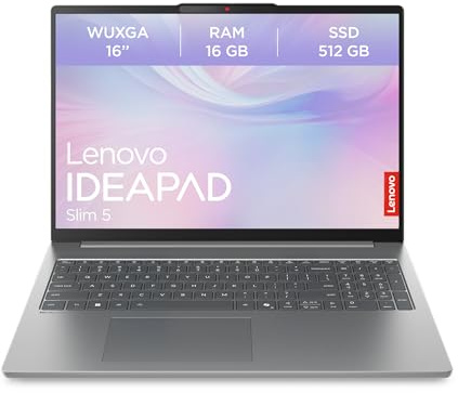 Lenovo IdeaPad Slim 5 Laptop | Copilot+ PC | 16 WUXGA Display | AMD Ryzen AI 5 330 | 512GB SSD | 16GB RAM | AMD Radeon Grafik | QWERTZ | Beleuchtet | Windows 11 | Luna Grau | 3 Monate Premium Care