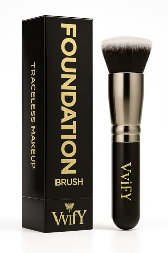 VVIFY Flat Top Kabuki Foundation Brush – Full Coverage Makeup Brush for Liquid, Cream & Powder | Dense Soft Bristles for Seamless Blending & Buffing | Professional Face Brush