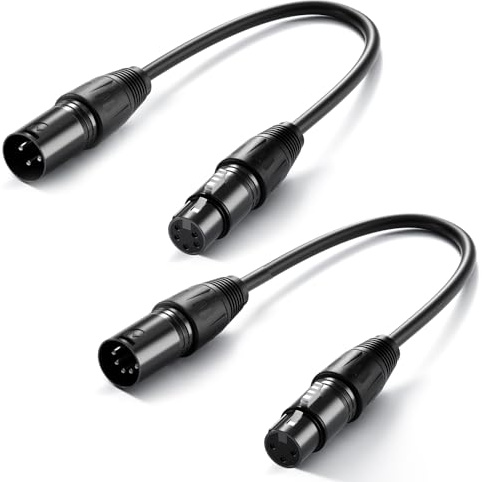 NEEWER XLR 3-stifts hane till XLR 5-stifts hona och 3-stifts hona till 5-stifts manliga ljudadapterkablar, 30 cm (1 fot), 2-pack konverteringssladdar set för mikrofoner DMX scenljusmixers, MS028