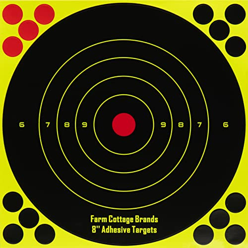 25 Pack - 8 Stick & Splatter - Adhesive splatterburst Shoot-N-C reactive Shooting Targets – Where you hit turns bright yellow. For .22 rifles, all air rifles, air pistols, AirSoft & BB guns!