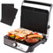 TZS First Austria Tischgrill, Elektrogrill für den Tischgebrauch, Grillplatte für Fleisch & Gemüse, 180°-Öffnung, Kontaktgrill mit Antihaftbeschichtung, in Schwarz/Edelstahl, 900 W