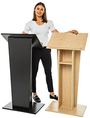 Wonderwall Pedestal Wooden Lectern, Maple, Podium Stand with a Shelf, Ready Assembled, 3 colours to choose from - Ideal for Speech Presentation, Hospitality, Reception