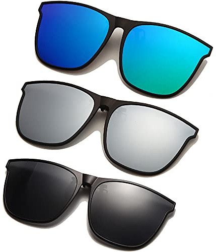 Long Keeper Oversized Polarised Clip-on Sunglasses - Flip up, Large Frame for Men Women - Driving, Outdoor, Fishing