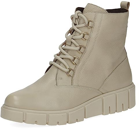 CAPRICE Damen Stiefeletten zum Schnüren Airmotion aus Leder mit Reißverschluss Weite G, Beige (Ecru Nappa), 39 EU