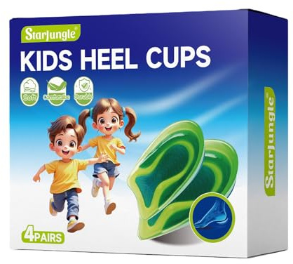 Taloneras para niños para el dolor de talón, deporte, absorción de golpes, inserciones de talón de gel ligeras para niños con talones sensibles, espolones taloneros, fascitis plantar o dolor de