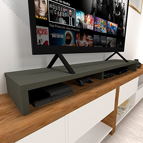 Henor Elevador Doble TV de Madera 160 x 35 x 15 cm Grafito Mate. Soporta +100 Kg.