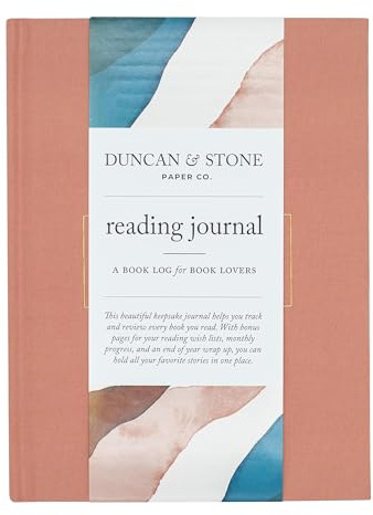 DUNCAN & STONE PAPER CO. Reading Journal for Book Lovers, 120 Pages - Linen Bound Reading Log for Tracking Books - Easy Use Daily Journal - Ideal Book Lovers Gifts, Dusty Rose