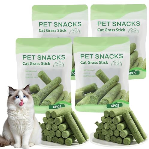 Behogan Katzengras Snack, 120g Katzengras Sticks Katzengras für Katzen, Beißstab aus katzengras Katzenminze Katzengras Beißstab Katzen Kauspielzeug für Zahnpflege und Haarknäuel Entfernen