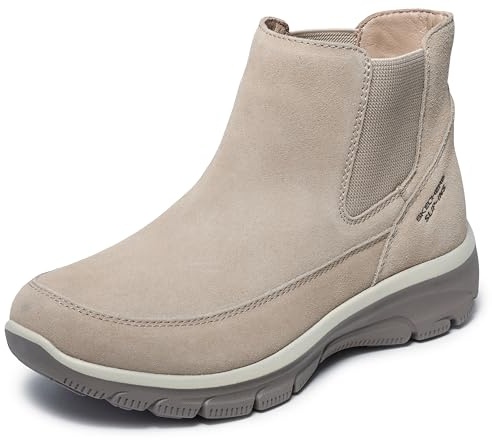 Skechers Women's EASY GOING - CASUAL ICON Hands Free Slip-Ins, Chelsea Suede Boot, Dark Natural, 9M