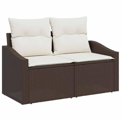vidaXL Trädgårdsoffa med kudde 123 x 62 x 69 cm konstrotting