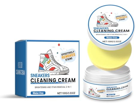 Multipurpose Shoe Cleaner Paste, White Shoe Cream Cleaner, Deep Stain Remover & Deodorizer, 100g Set with Sponge