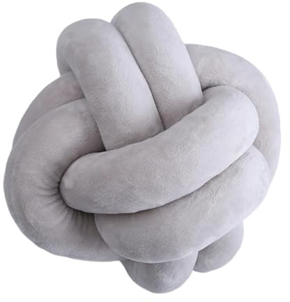 QWWQYDY Cojin Nudos Cojín con Nudo de Felpa Suave, Almohada for sofá for Sala Estar, cojín Tejido a Mano Redondo Verde(Gray)