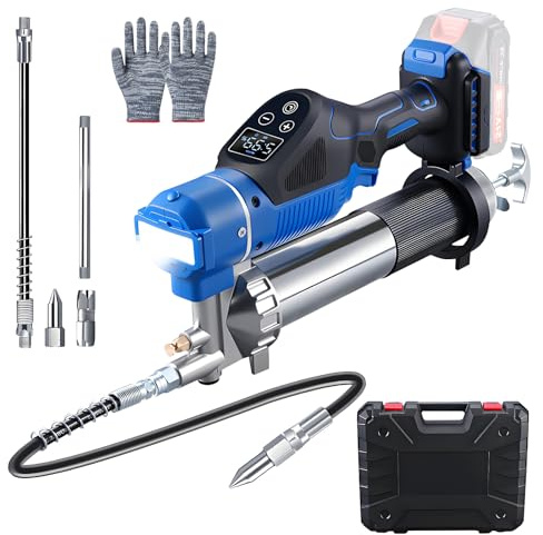 tivekeo Elektrisk fettpress kompatibel med Makita 24 V batteri, 12 000 PSI, flöde 5,3 oz/min batteri, fettpress, 90° svängbar koppling, effektiv för lastbilar, byggnad, gård (batteri ingår ej)
