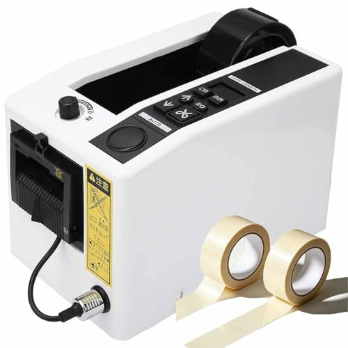 Elektrisk tejpskärmaskin, 30 W automatisk skärare med metallguide, manuella och automatiska lägen, skärband 7-50 mm bred och 5-999 mm lång, perfekt för fabriker, skolor och hem