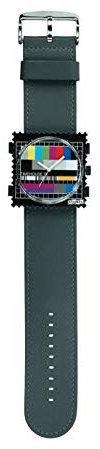 S.T.A.M.P.S. Stamps Uhr komplett - Zifferblatt Test Pattern mit grauem Lederarmband