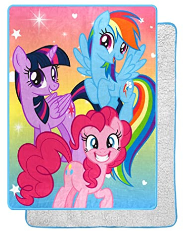 Northwest My Little Pony Silk Touch Sherpa Throw Blanket, 60 x 80, Rainbow Surprise