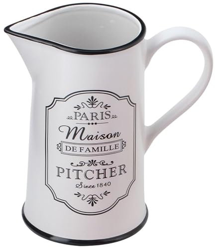 Maestro Paris Maison Pichet en céramique avec anse Pichet à lait 1 l Blanc/noir