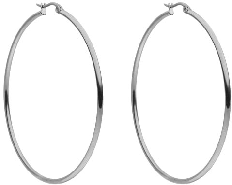 PURELEI® Hoops Ohrringe (Gold, Silber, Rosegold), Wasserfeste Ohrringe für Damen, Creolen aus Edelstahl, Geschenk für Frauen, 63mm Durchmesser (Silber)