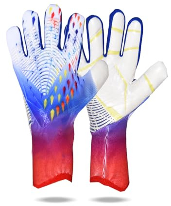 OLYSPM Guantes Portero Futbol Niño con Palma de Látex Antideslizante,Guantes Futbol con Transpirable y Resistente a la Abrasión,Agarre Súper,Talla 6/7/8/9/10, ROJO-AZUL (OL-6FC006)