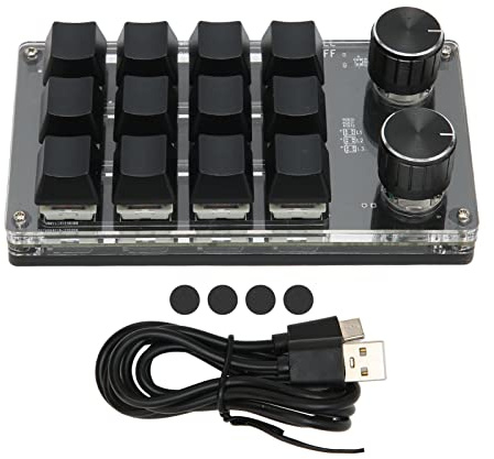 Programmerbar Minitangentbord, blå Switch Trådad USB Mini Mekaniskt Speltangentbord med Ratt för PC