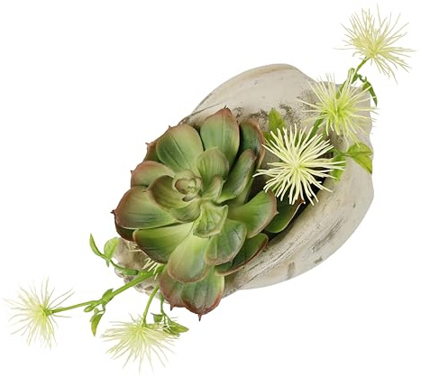 Flair Flower konstgjort arrangemang suckulent Agave Aloe Vera Yucca Sanseveria växt kaktus konstmossa kaktus grön växt krukväxt bordsväxt konstgjord växt i skal
