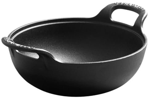 OUNONA Iron Cast Stew Pot Non-Stick Cooking Skillet Ergonomic Handles for Soups Stews and Stir-Frying for Home and Camping Use Easy to Clean