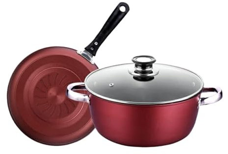 Pan Set Pots And Pans Set 2pcs Cookware Set Soup Pot With Lid Frying Pan Wrought Iron Non-Stick Cooking Pot Set Kitchen Cookware Set