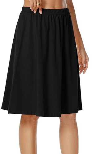 SHCNSJC Jupon sous Robe Femme Longue Jupe Cotton d'été Lingerie sous-vêtement Demi-Jupon Fond de Robe Elastique Petticoat，Black XXL
