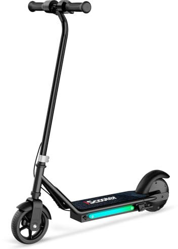 iScooter IK3 Monopattino Elettrico per Bambini 6–12 Anni,Ruote da 6,Freno Elettronico a Pollice,Freno a Pedale,Luci LED Colorate,Display LED,Velocità 5/10/16 km/h,Nero