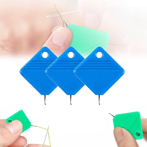 Automatic Needle Threaders, Sewing Machine Needle Threader, DIY Needle Threader for Sewing Crafts, Fits All Needle Sizes (Blue 3 PC)