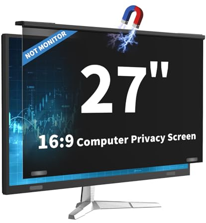 DEJIMAX Protector de pantalla magnético de privacidad de 27 pulgadas, antirreflejos, resistente a los arañazos y filtro de luz azul para monitores de computadora, cubierta de privacidad fácil de