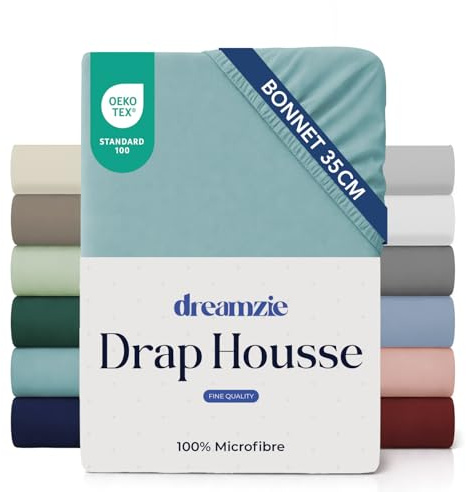 Dreamzie Lenzuolo con Angoli Matrimoniale 160x200 cm - Angoli da 35 cm per Materassi Spessi - 100% Microfibra - Aqua, Certificato senza Prodotti Chimici (Oeko-TEX)
