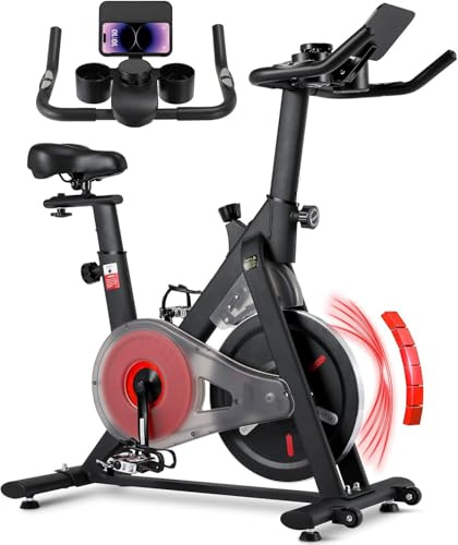 LIFERUN Cyclette da Casa con resistenza regolabile, 0-100% resistenza magnetica, silenziosa bicicletta con monitor LED, supporto per tablet, per allenamento cardio, Aerobica Domestica
