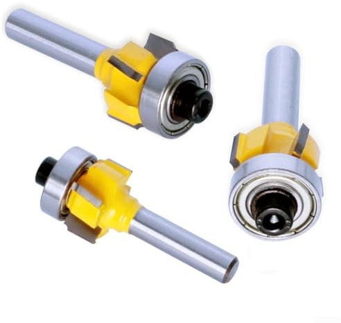 Fresa per lavorazione del legno R1 R1 5 R2 con 4 denti, tagliabordi con gambo da 8 mm, per finiture lisce della lavorazione del legno (3 pezzi)