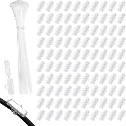 Yooyan 100 etichette per cavi, set di etichette trasparenti, contiene 100 marcatori per cavi, 100 fascette per cavi, 100 etichette, clip per etichettatura per cavi di tutti i tipi