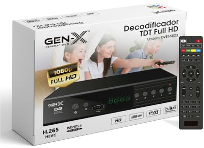 Dacada 2005 Decodificador Digital Terrestre DVB-T2 H.265 HEVC Full HD 1080p | Receptor TDT con HDMI y AV | Modelo DVBT-5523 Gen-x
