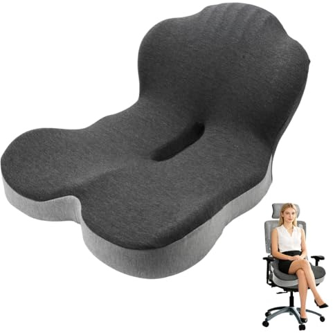 Tutamaz ortopedisk sittdyna med ryggstöd, ländryggsstödskudde, minnesskum Coccyx, ergonomisk sittkudde, Tailbone Pain Relief kudde, för kontorsstol och bil, stolkudde, ergonomisk