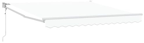 Coespram Tenda da sole retrattile bianca, 300 x 250 x 165 cm, con braccio articolato, in poliestere, per giardino e terrazza, tenda da sole manuale da parete con telaio stabile, per esterni